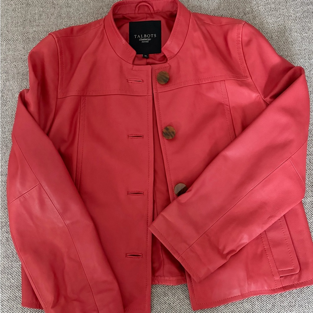 Talbots Vibrant Red Leather Jacket for Women